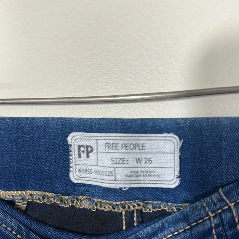 Free People Blue Ankle Cropped Jeans Legging Jeggings Size W26 RIbbed - Picture 5 of 7
